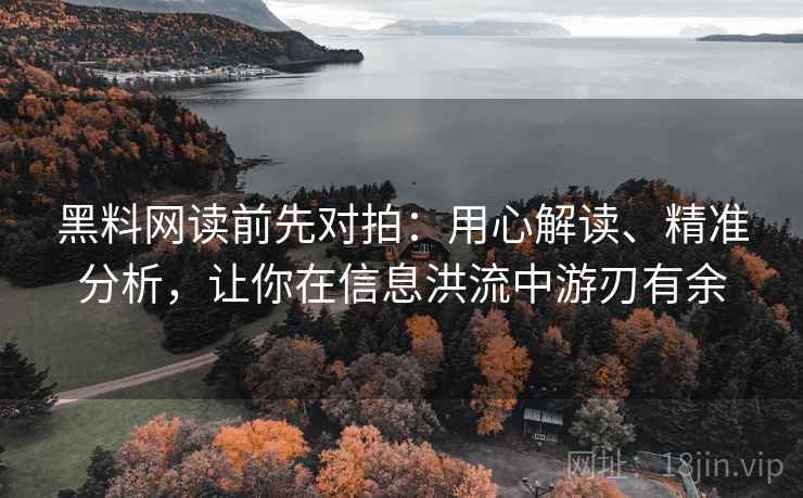 黑料网读前先对拍：用心解读、精准分析，让你在信息洪流中游刃有余